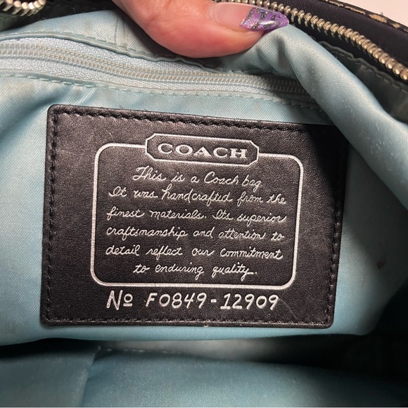 Vintage Coach F0849-12909 Black Signature "C" Lurex w/Stripe Hobo/purse/tote - Picture 4 of 8